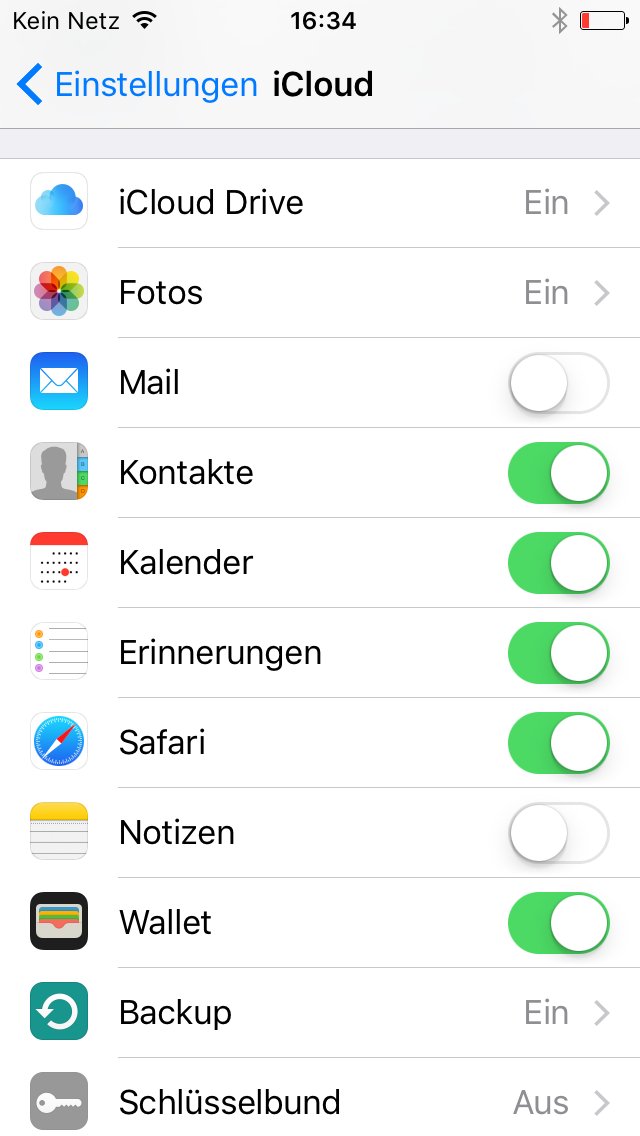 iCloud Dienste deaktivieren