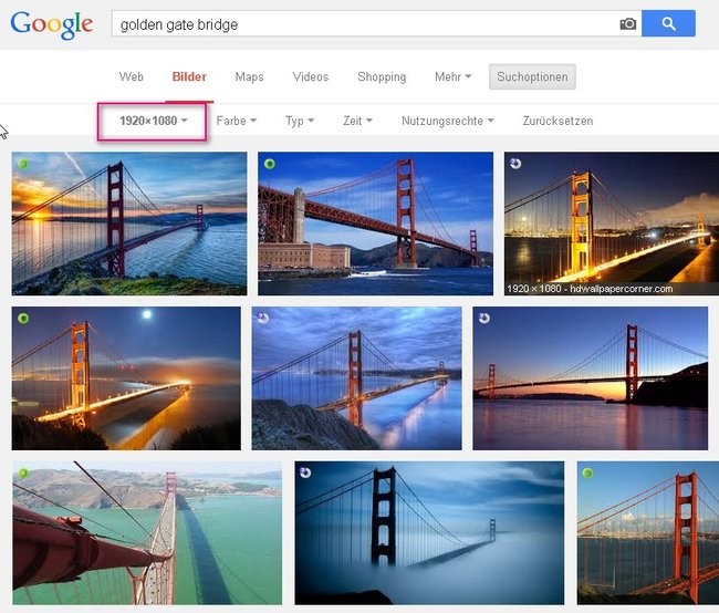 Coole Hintergrundbilder kann man auch bei Google finden - und gleich die Größe vorgeben!