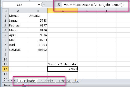 Wir können in Excel indirekt auf ein anderes Blatt verweisen