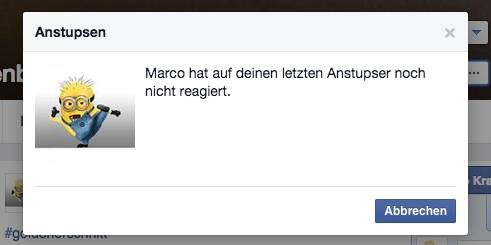 Wenn man auf das Facebook-Anstupsen nicht reagiert, wird man es los!