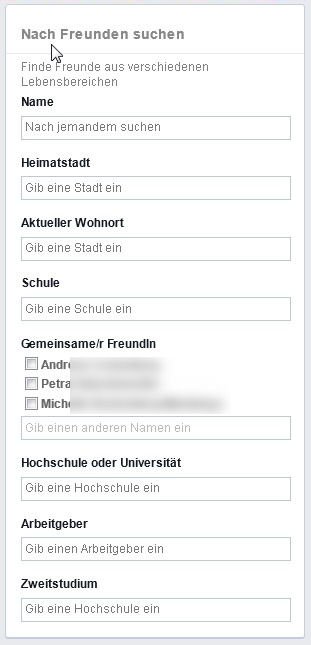 Facebook Freunde finden durch Zusatzangaben