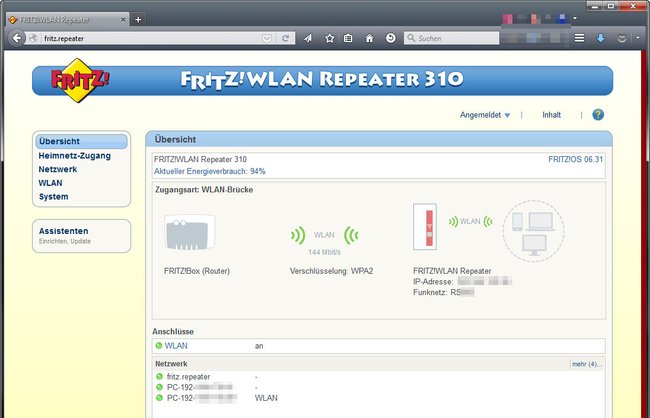 Den Fritz Repeater 310 konfiguriert ihr ähnlich wie eine Fritzbox.