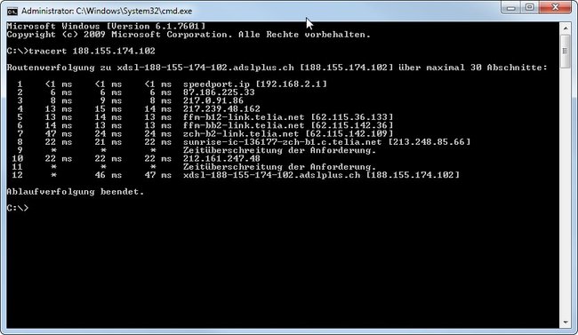 Mit Traceroute kann man den Weg einer IP zurückverfolgen