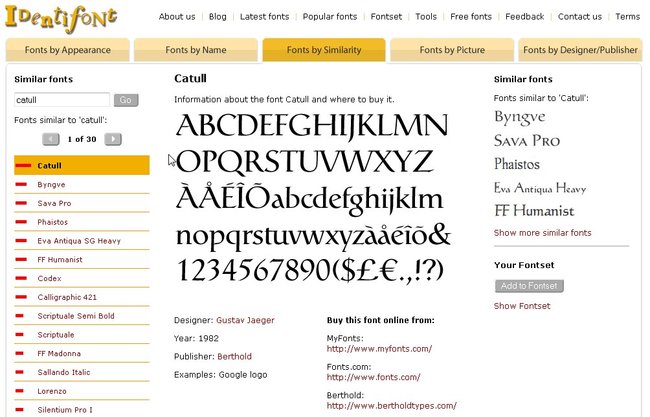 Wenn wir die Schriftart erkennen konnten, zeigt und Identifont ähnliche Fonts