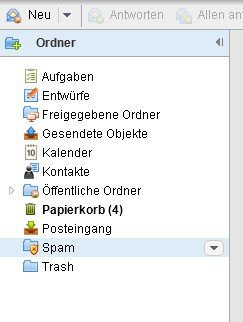 Im Webmail-Zugang ist der Spam-Ordner jederzeit verfügbar
