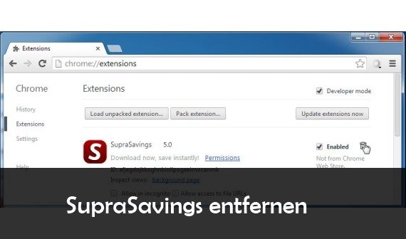 SupraSavings entfernen aus Firefox und Google Chrome