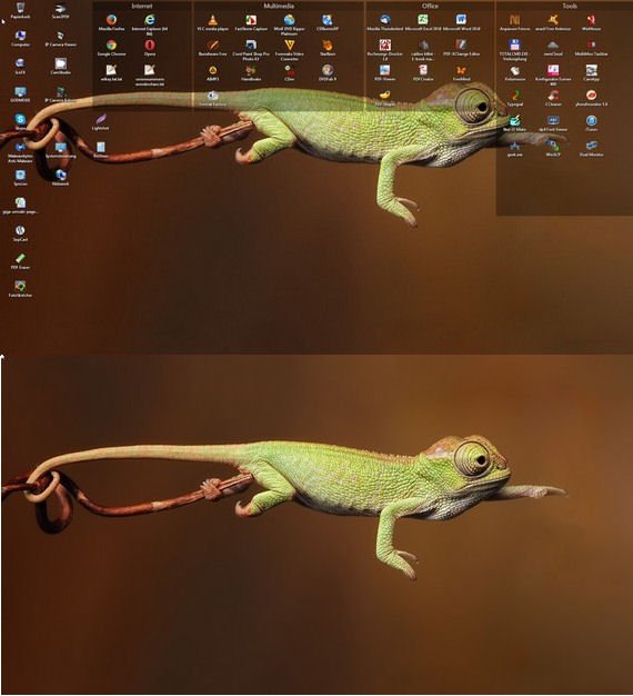 So schön aufgeräumt ist der Desktop ohne alle Windows Icons!