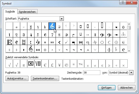 Will man in Word Noten schreiben, so sind das Sonderzeichen