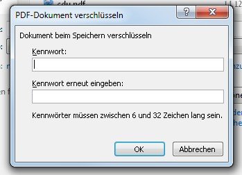 Das PDF-Passwort in Word darf bis zu 32 Zeichen haben