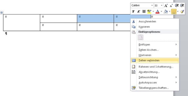 Mit ein paar Klicks kann man in Word Zellen verbinden