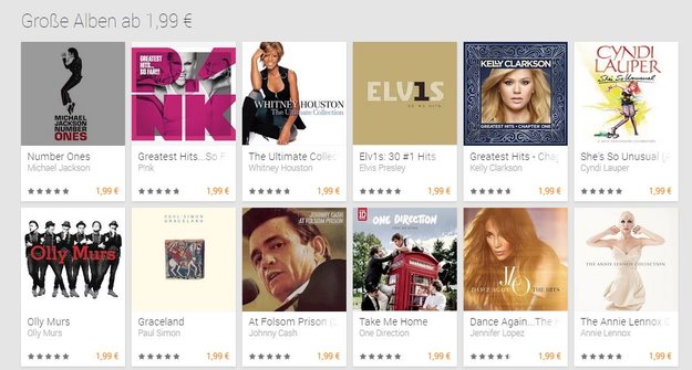 Google Play Store: Viele Musik-Alben für 1,99 Euro erhältlich