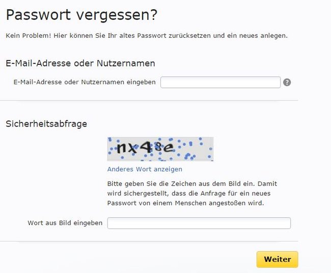 Passwort vergessen