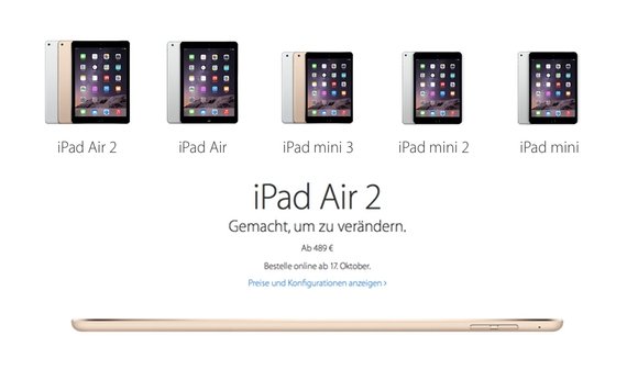 iPad Air 2, iPad mini 3 kaufen: Vorbestellen und Preise (Update: Jetzt bestellbar!)