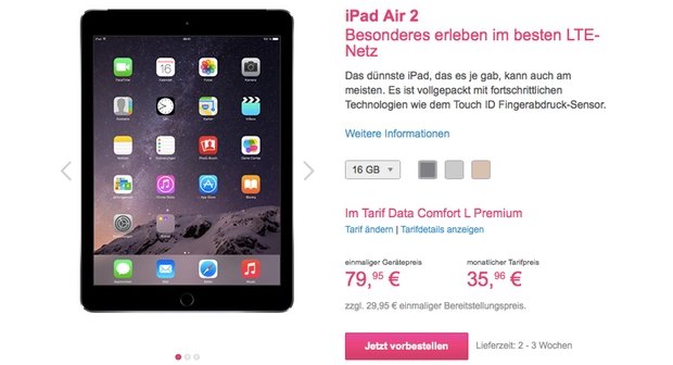 iPad Air 2 bei der Telekom ab sofort vorbestellbar
