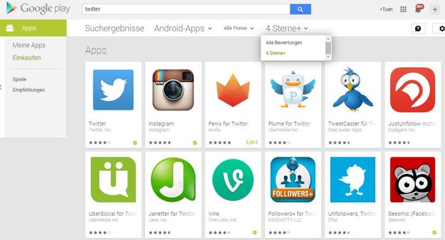 Play Store: Neuer Bewertungsfilter in der Suche zeigt auf Wunsch nur Apps mit 4 Sternen und mehr an