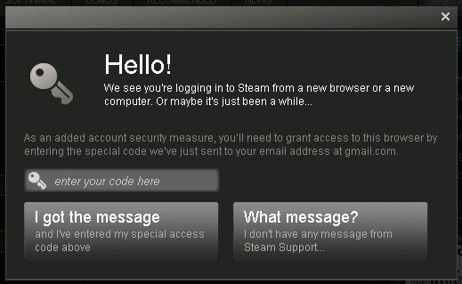 „Steam Guard“ fragt nach dem Sicherheits-Code. Bild: GIGA