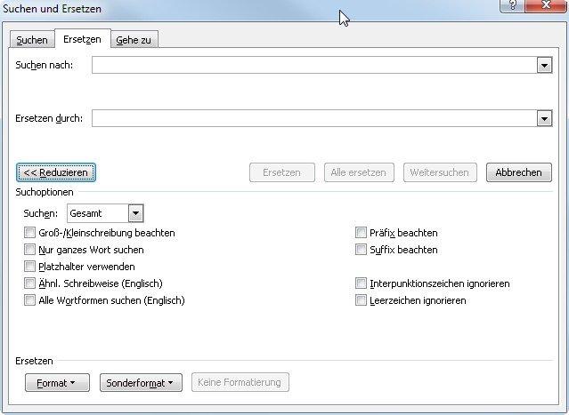 Word bietet zum Suchen und Ersetzen zahlreiche Optionen