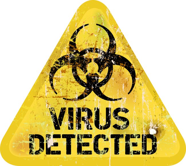 Computer virus alert, grungy sign, vector