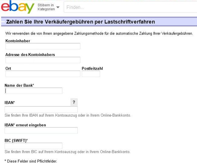 Man muss nur einmal seine Kontodaten eingeben und kann dann bei Ebay durch Lastschrift bezahlen