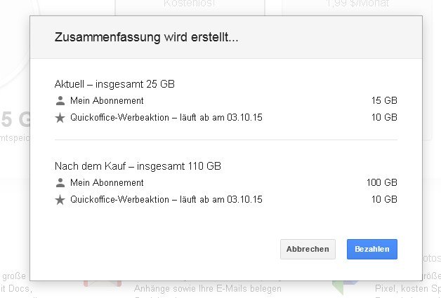 Bis zu 30 Terabyte(!) Google Drive Speicherplatz kann man sich mieten