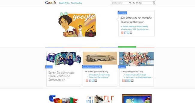 Ein Klick auf den Auf gut Glück-Button ohne Suchworte führt zu den Google Doodles