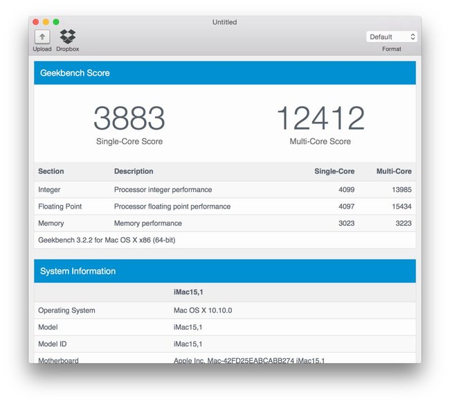 Ein Durchlauf des iMac-Benchmark-Tests