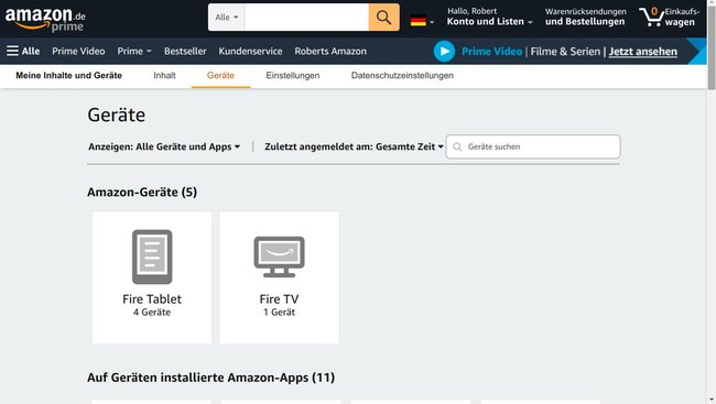Wählt euer Kindle-Gerät aus und klickt auf „Abmelden“. Bild: GIGA