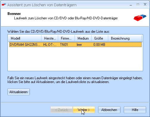 StarBurn brennt nicht nur, es kann eine DVD-RW auch löschen