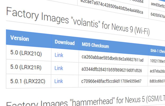 Android 5.0.1 Lollipop: Factory Images und OTA-Updates für Nexus-Geräte zum Download