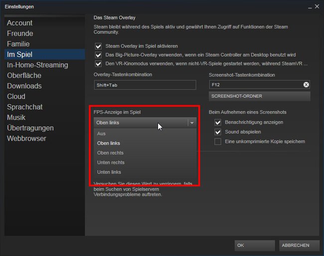 So könnt ihr in Steam-Spielen die FPS anzeigen lassen.