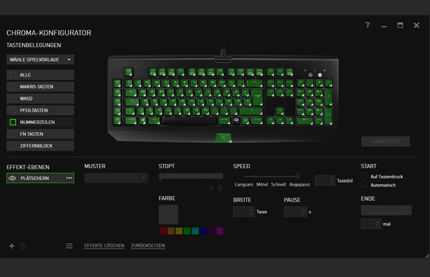 Razer BlackWidow Chroma Tutorial: "Plätschern" liefert euch den schicken Wellen-Effekt