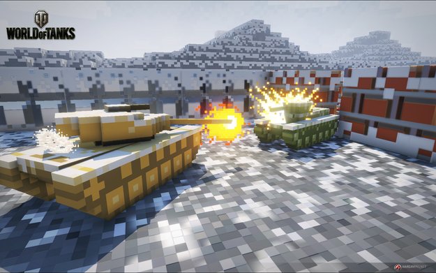 World of Tanks: 8-bit-Modus in einer Winterlandschaft