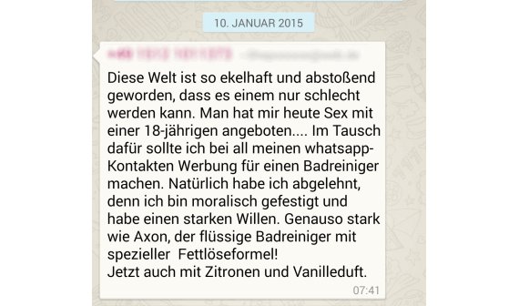 „Axon-Badreiniger“-Spruch bei WhatsApp, Facebook, im Forum und Co.: Was ist das?
