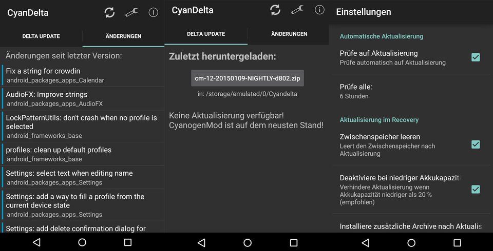 Die App Cyandelta lädt nur die CyanogenMod-Neuerungen, und spart so Speicherplatz.