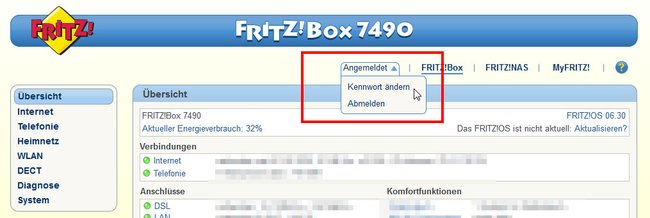 Fritzbox: Hier ändert ihr das Passwort.