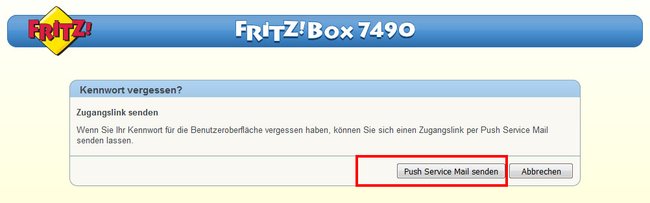 Fritzbox-Login: Hier könnt ihr euch einen Zugangslink per E-Mail senden, wenn ihr das Passwort vergessen habt.