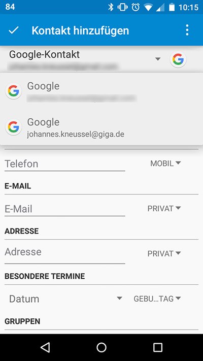 Auf manchen Geräten ist ldas Speichern von Kontakten lediglich als Google-Kontakt möglich, die SIM-Karte kann nicht genutzt werden.