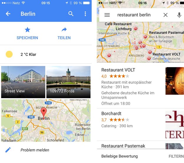 Google Maps: Version 4.2 der iOS-App bringt Wetterbericht und Restaurant-Filter