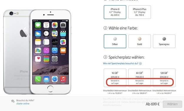 iPhone 6 (Plus): Im Apple Store jetzt "auf Lager"