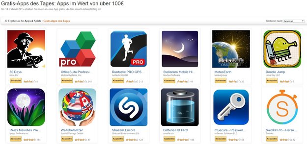 Amazon: 37 Apps im Wert von über 100 Euro für kurze Zeit kostenlos