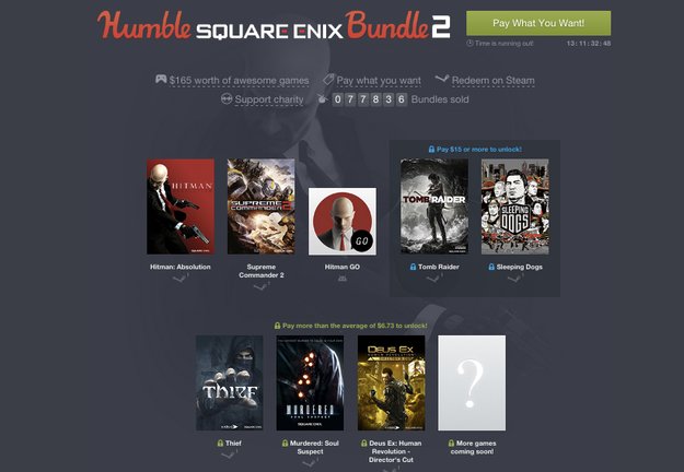 Humble Square Enix Bundle 2: Tomb Raider, Hitman & weitere Titel im Angebot *Update*