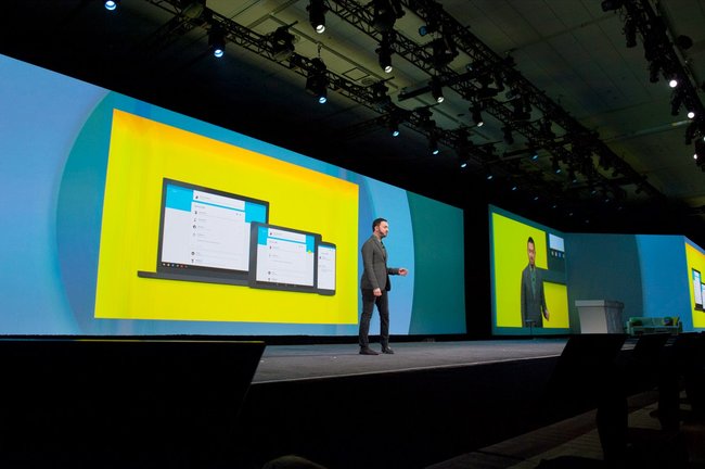 Matías Duarte durfte aufblühen: Das neue Material Design musste auf der Keynote der Google I/O 2014 erläutert werden (Quelle: Google)