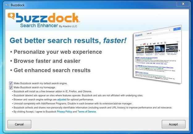 Buzzdock Ads entfernen aus Firefox, Google Chrome und Co.