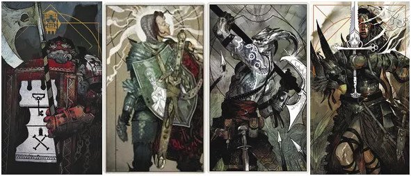 Die Krieger im Multiplayer: Korbin, Belinda, Katari und Tamar (v.l.n.r.)