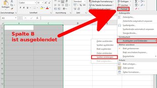 Excel: Ausgeblendete Spalten einblenden – so geht's