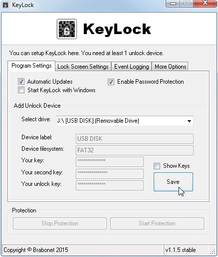 KeyLock sperrt den Computer mit einem USB-Stick als Schlüssel
