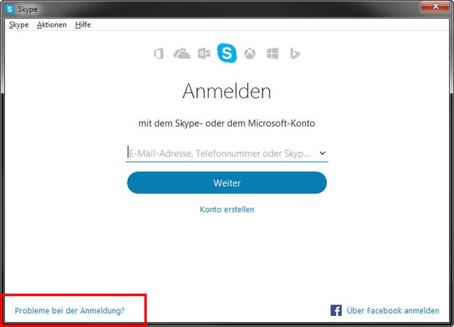 Klickt im Screenshot hier, wenn ihr euer Skype-Passwort vergessen habt.