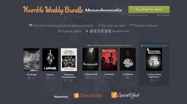 Humble Weekly Bundle: Monochrome Titel im Fokus