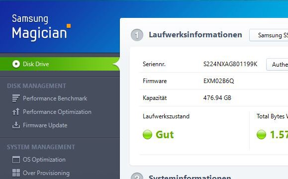 SSD-Software des Herstellers: Braucht man in der Regel nicht.