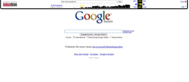 So sah Google 2001 in Deutschland aus.